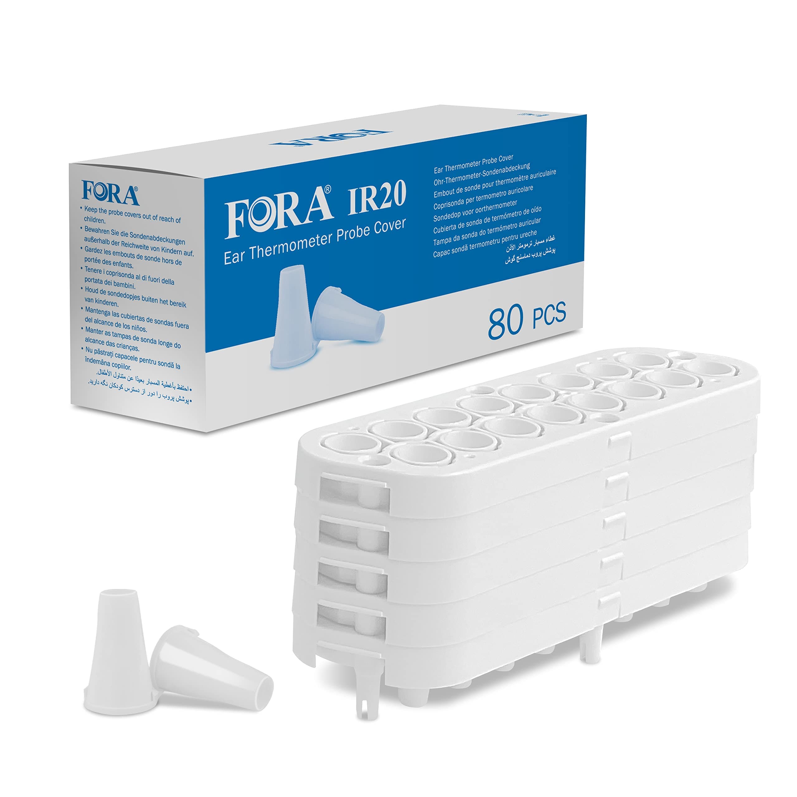 FORA Hygiene Caps for Fora IR20b Ear Thermometer Pack of 80