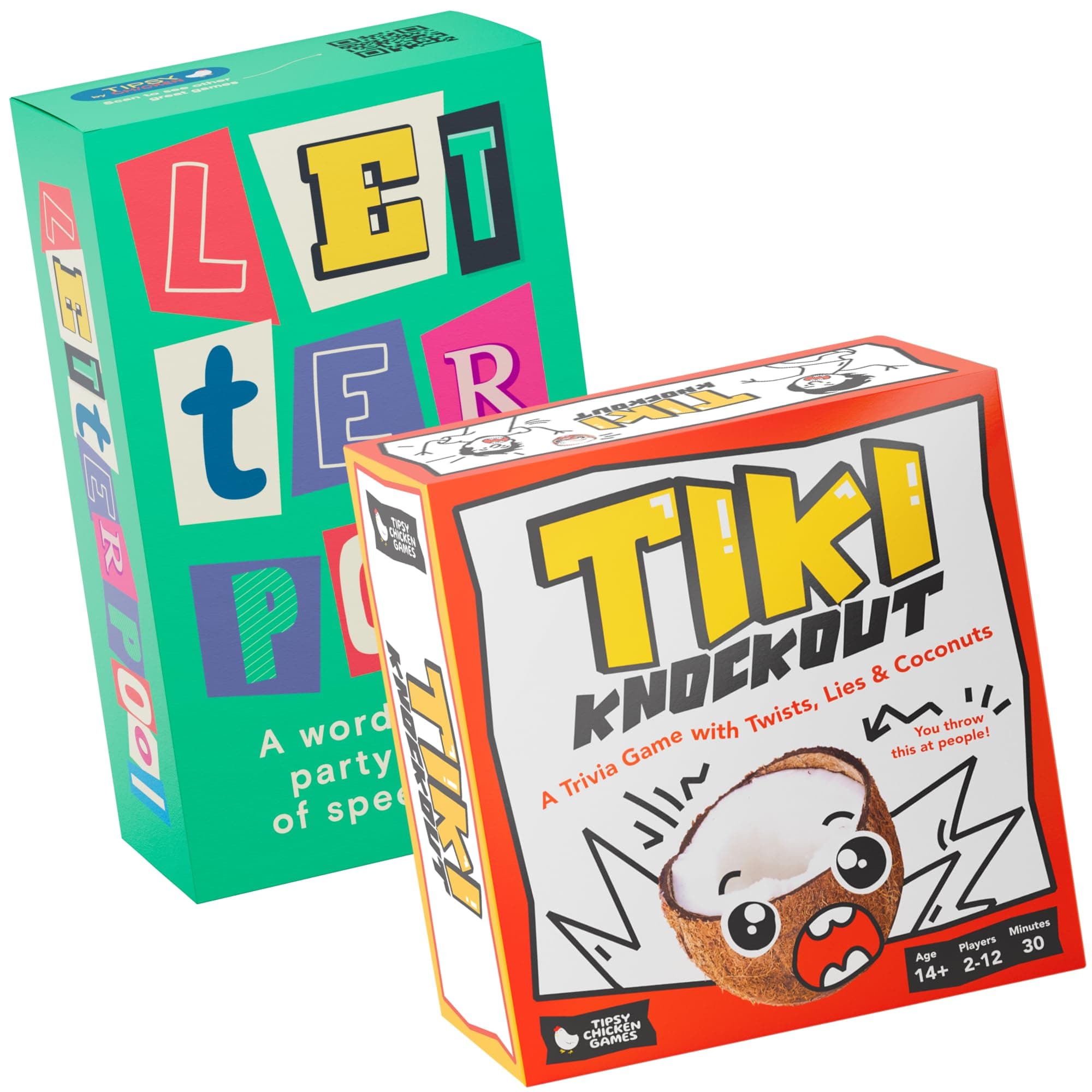 Save Up to 42% on Ultimate Fun Set: Letterpool Board Games for Adults, Family, Teens, Trivia, Word Card Game & Tiki Knockout Board Games for Adults & Teens – Fun Trivia & Bluffing