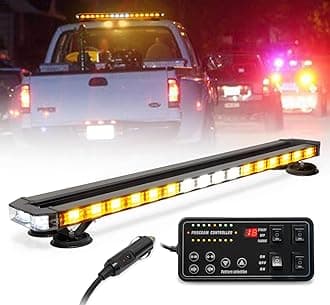 38 Inch 216 LED Rooftop Strobe Emergency Lights Bar w/Controller Amber Warning Flashing Traffic Lightbar and White Alley Take Down Light for Construction Vehicles Towing Work Trucks Snow Plow
