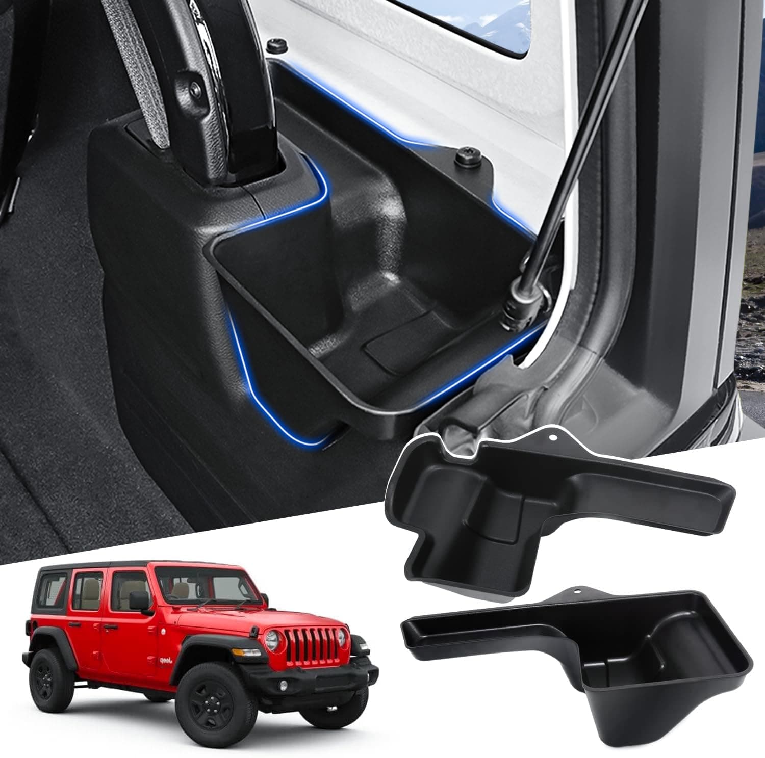 Huidnnas Rear Cargo Side Trunk Storage Box Tray Jeep Wrangler JL 2018-2022