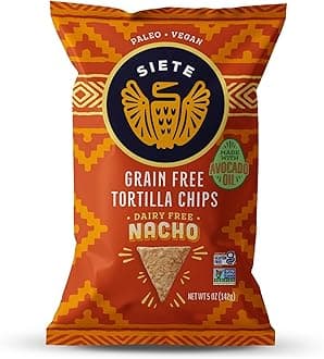 Siete Tortilla Chips | Grain Free | Gluten Free Chips | Paleo & Vegan Snacks | Non GMO | Nacho, 5 Oz (Pack of 6)