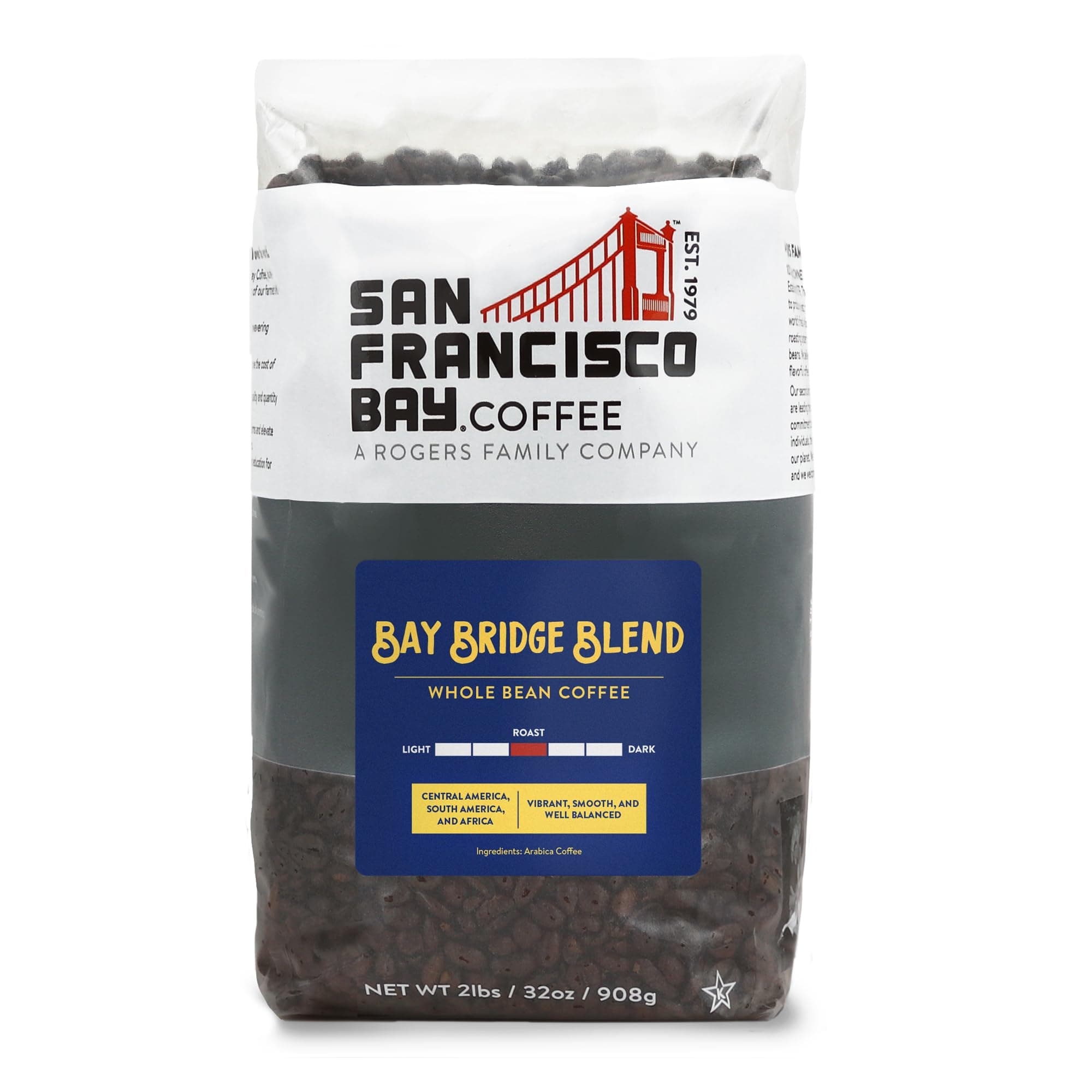 Whole Bean Coffee – Bay Bridge Blend (2lb Bag), Medium Roast