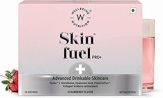 Skin Fuel Pro+ | Glutathione, Vit C & E, Vollagen® & PhytoCellTec™ | Reduces Pigmentation & Dark Spots | Skin Whitening | Anti-aging | Strawberry Flavour, 28 Servings