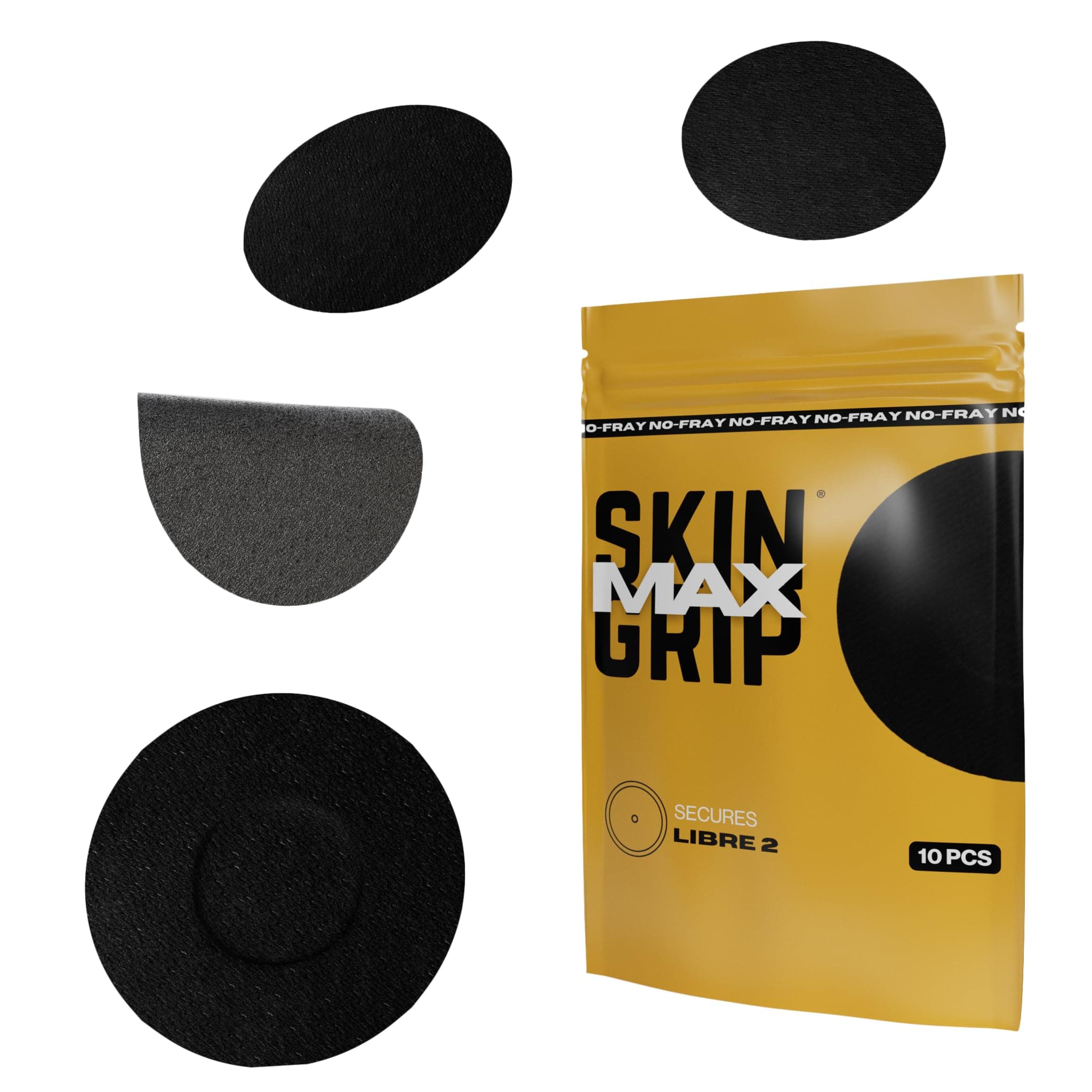 MAX Freestyle Libre 2 Sensor Covers Waterproof, Non-Fraying, Extreme CGM Tape, Continuous Glucose Monitor Patch, Libre Sensors Protection Covers, 10-Pack, Black