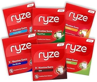 RYZE Nicotine Gum Variety/Trial Pack, 54 Count – (6 Flavors*9 Gums each) | Sugar-Free | FDA Approved | Smoking Cessation Support | Gentle on Throat