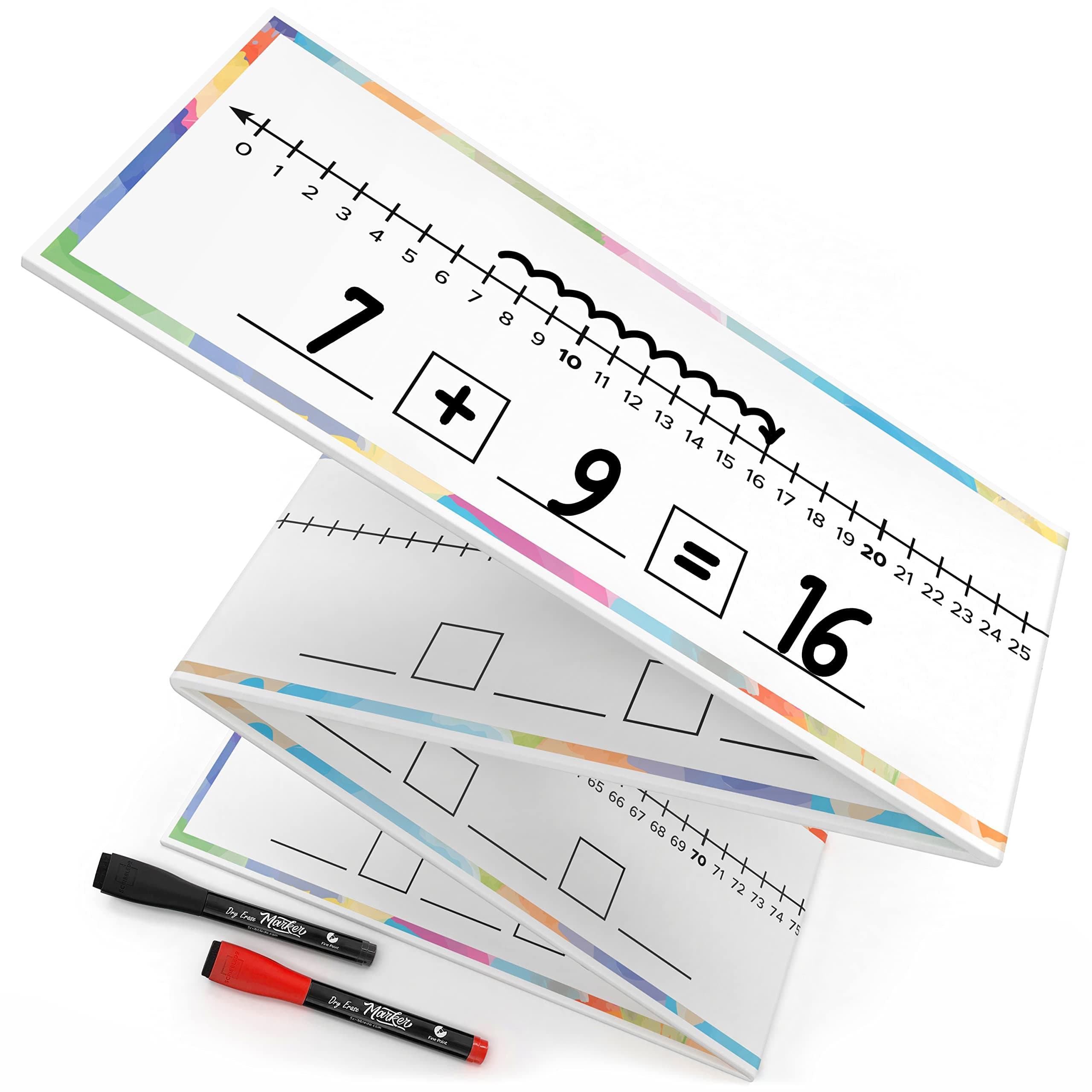 SCRIBBLEDO 0-100 Dry Erase Number Line Board for Students Double Sided 4 Feet with a Red & Black Dry Erase Marker Featuring 0-100 Number Line on One Side and Blank Line on The Reverse