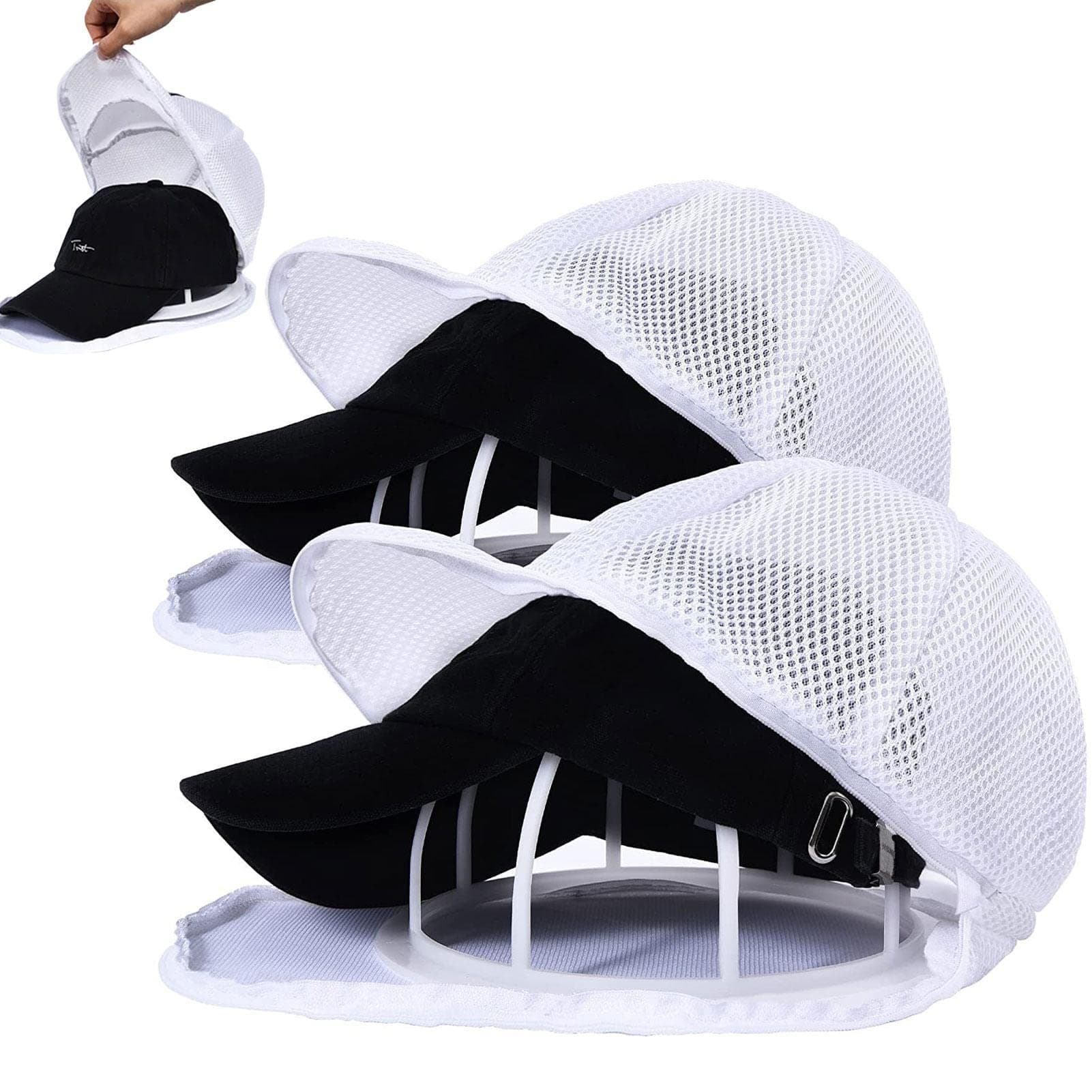 Hat Washer for Washing Machine | Hat Cleaning Kit with Hat Washer Cage and Laundry Bag - 2 in 1 Baseball Hat Cleaners Cap Shaper Fit for Adult Kids
