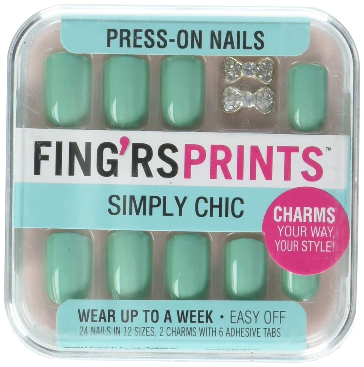 Fing'rs Prints Pre Glued Simply Chic Nails, Green