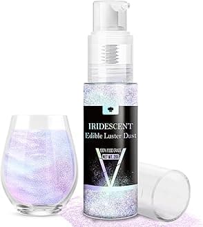 Iridescent Edible Glitter Spray, 20g Luster Dust Edible Glimmer Powder for Sparkling Cocktails, Cake, Cupcakes, Wine, Beverage, Food Grade Shimmer Dust Powder for Baking, Drinks, Cookies Decoration