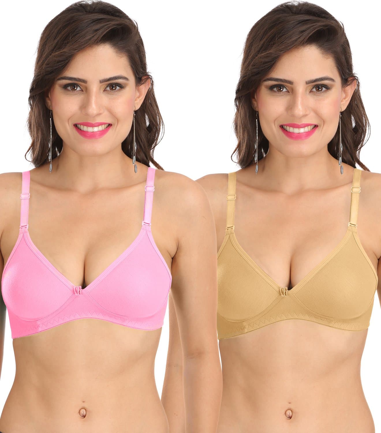 Ossirrio Women's Everyday Non Padded Non Wired 3/4th Coverage T-Shirt Bra with Free Transparent Strap