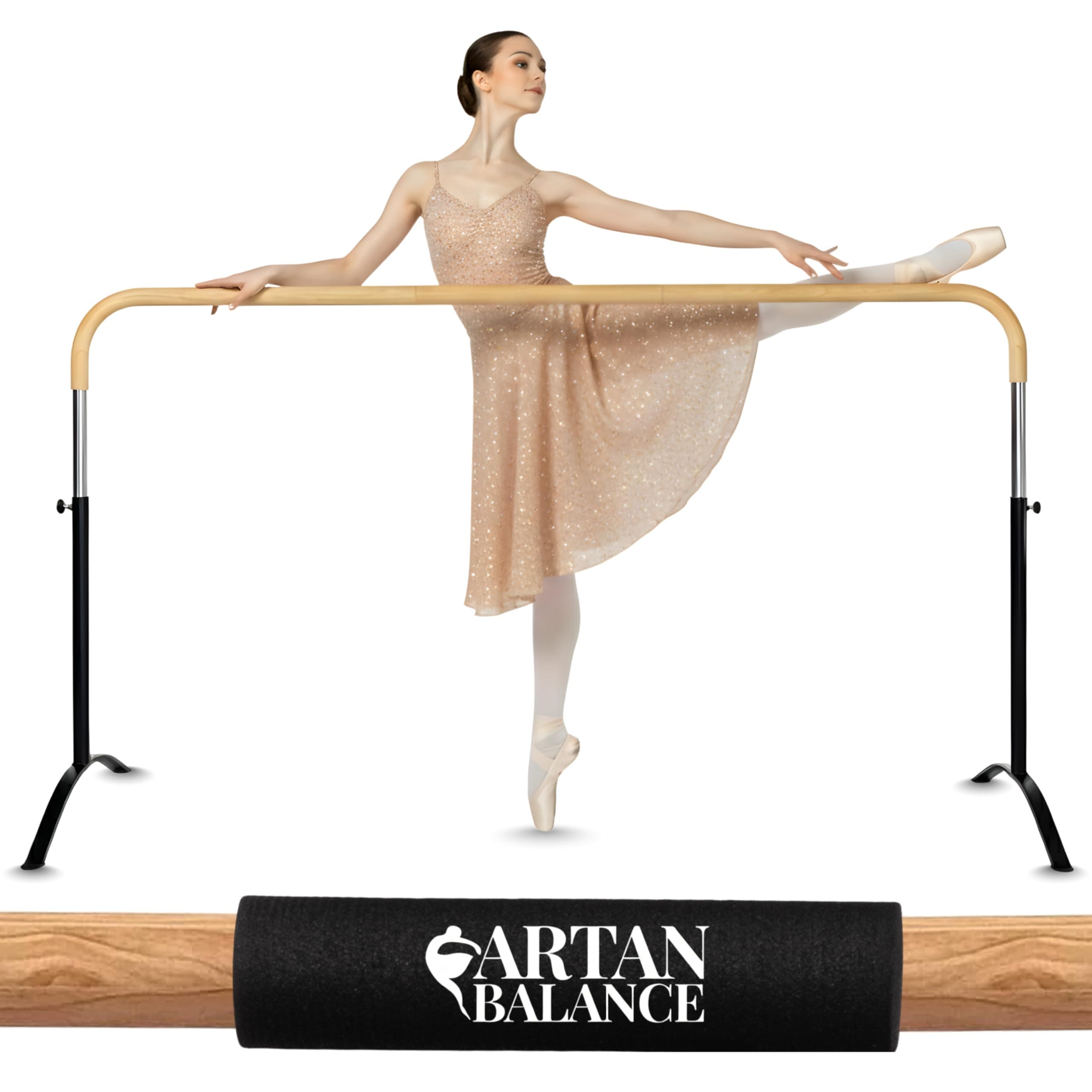 Ballet Barre Portable for Home or Studio, Height Adjustable Bar for Stretch, Pilates, Dance or Active Workouts, Single or Double Bar, Kids and Adults