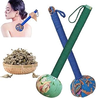 Traditional Moxa Stick Massager - Handheld Mugwort Massage Hammer for Pain Relief, Muscle Relaxation, Acupressure - Ergonomic Grip with US Design Patent (Blue Green…)