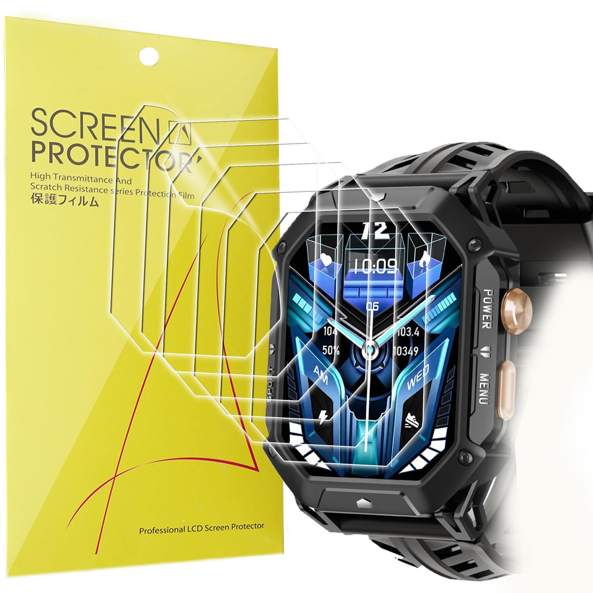 Lamshaw Compatible for OUKITEL BT80 Smart Watch Screen Protector, [6 Pack] Full Coverage TPU Clear Film Compatible for OUKITEL BT80 2.13" Smart Watch (6 Pack)