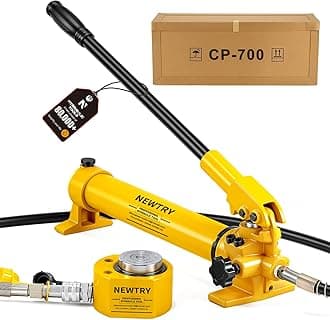 NEWTRY 30 ton Hydraulic Ram Jack + CP-700 Hydraulic Hand Pump Low Profile Porta Power Kit Single Section Mini Jack 0.55’’ Stroke Industrial Hydraulic Cylinder