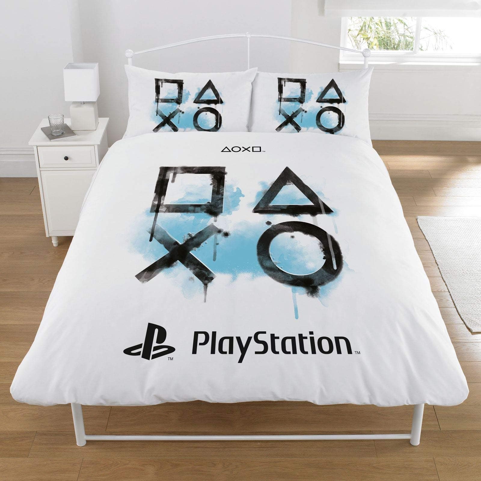 Sony Playstation Duvet Set, POLYCOTTON, White, Double