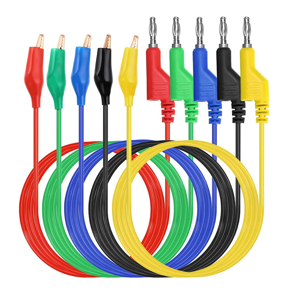 Sumnacon Multimeter Test Lead Set - Stackable Banana Plug to Alligator Clips Test Cable Kit with Protective, Soft Silicone Flexible Electrical Test Wire Leads for Electrical Testing 500V/5A
