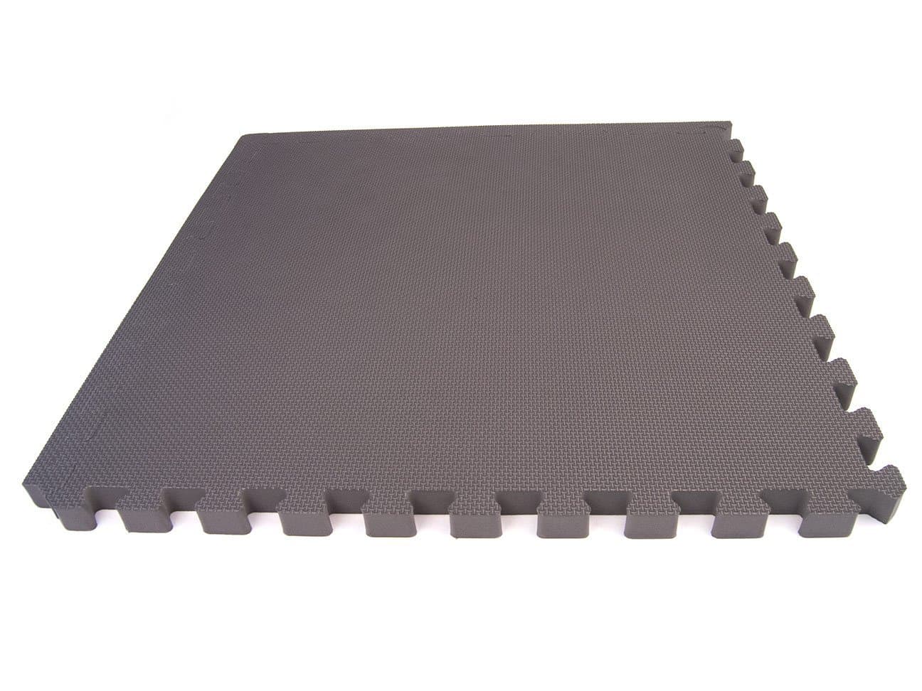 HD28 1.1" Thick Premium EVA Foam Interlocking Floor Exercise Mats, 64 Sq. Ft. Set, Sixteen 2'x2' Tiles, Gray, With Edges