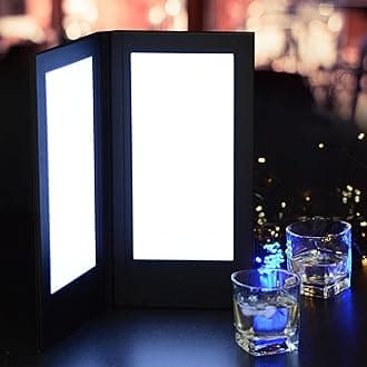 LED Rechargeable Menu Cover Holder 5.5" x11", LED Backlit Menu Holder Illuminated Black Leatherette Menu Holde/Check Displayer for Restaurant Bars and Fine-Dining Establishments