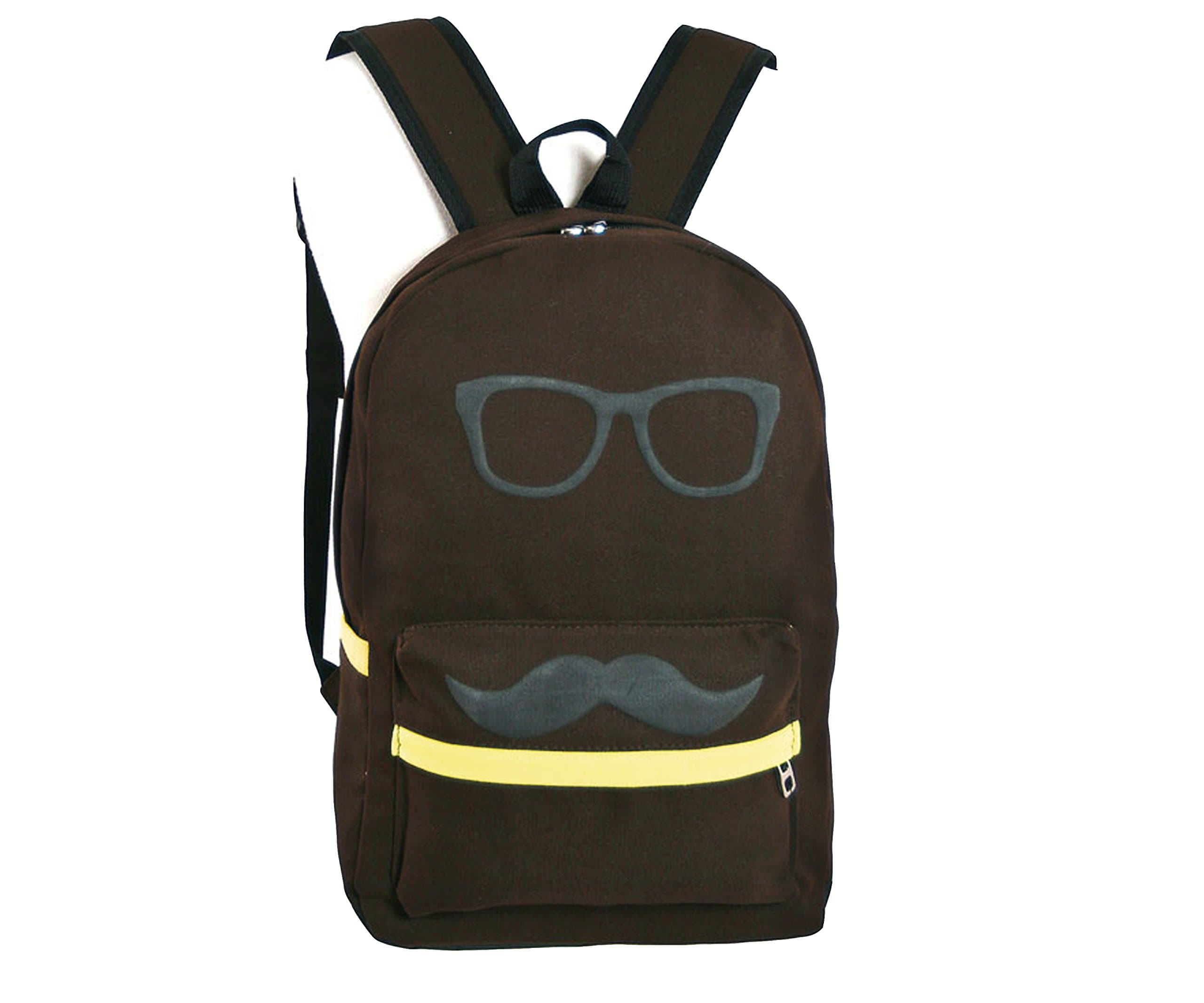Sunglasses Glasses Mustache School Backpack Bag (Brown)
