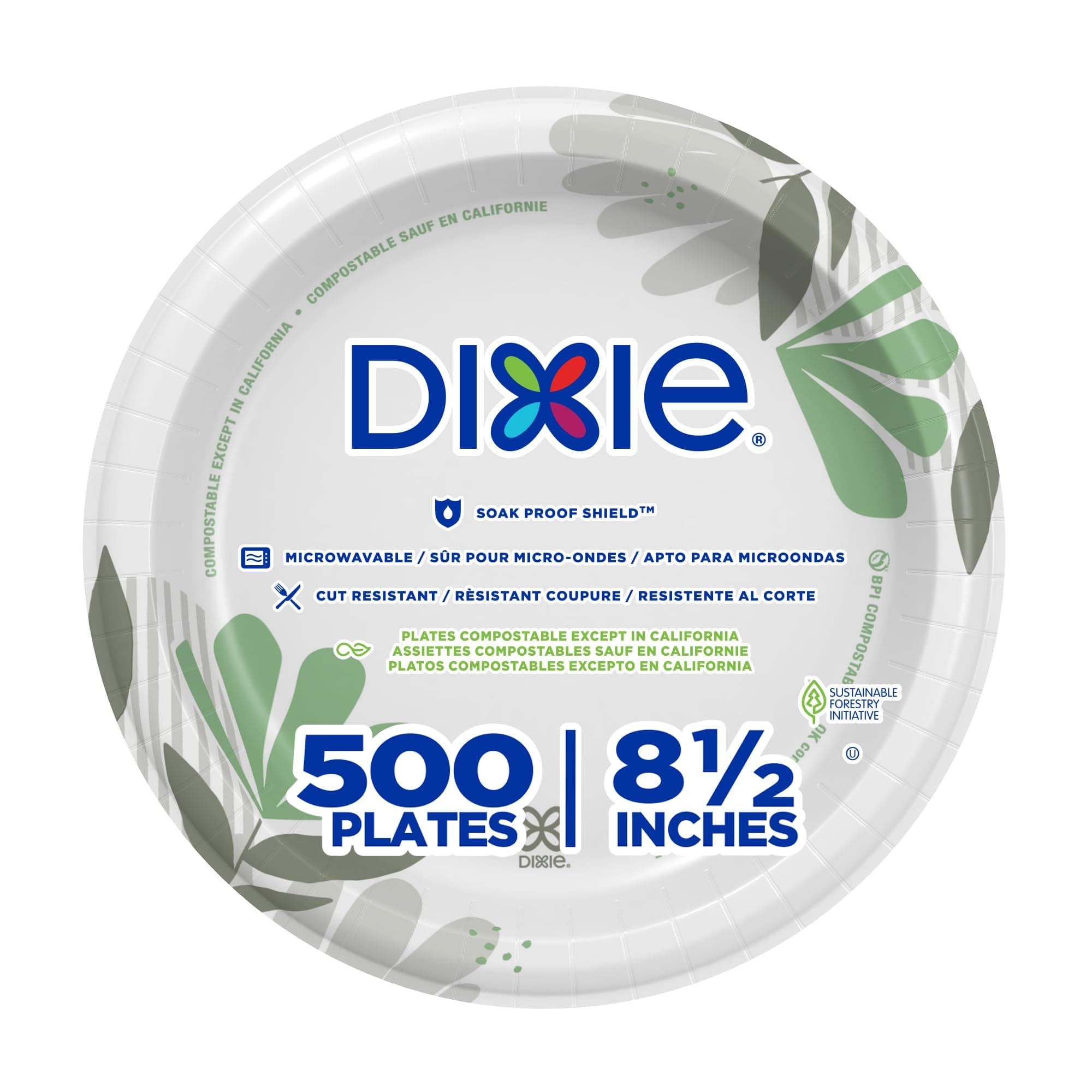 Georgia-Pacific Dixie 8.5” Medium-Weight Paper Plates by GP PRO (), Pathways, UX9WS, 500 Count (125 Plates Per Pack, 4 Packs Per Case)