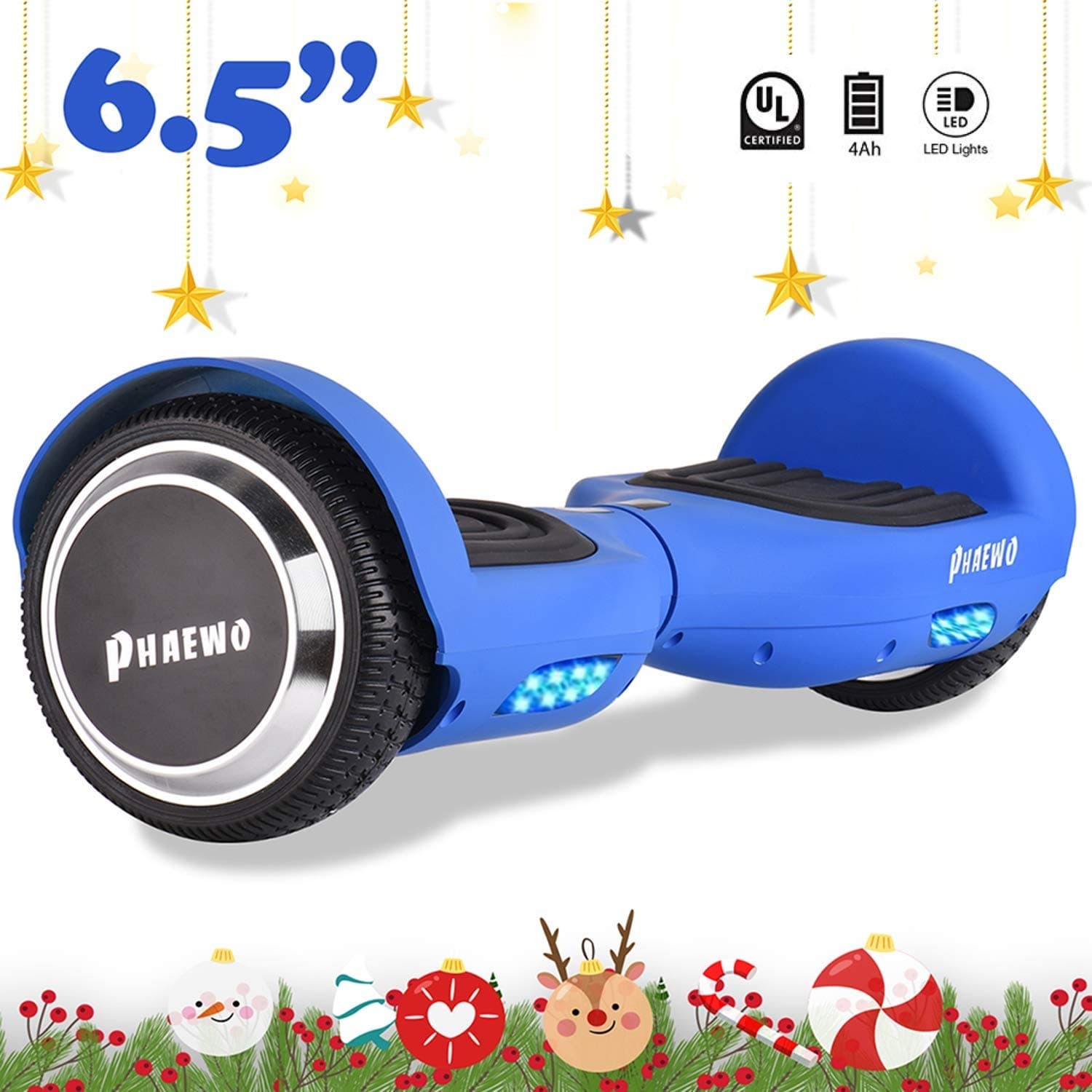 Phaewo 6.5" Self Balanced Electric Scooter with Built-in Samsung Battery, LED and Carry bag - Two Wheel Self Balancing Electric Scooter UL Certified