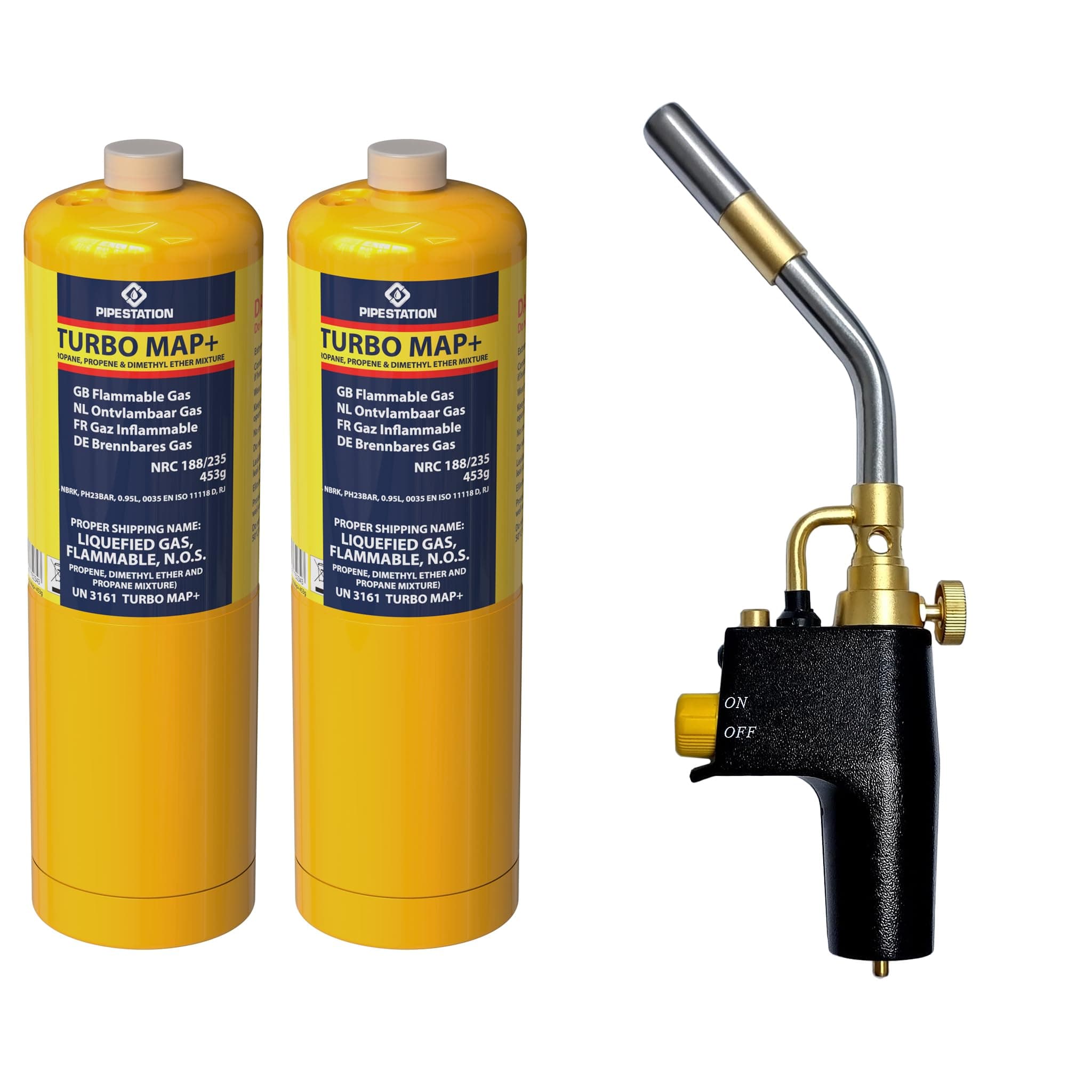 Super Fire Blow Torch, 2x Mapp Gas Cylinder Pack