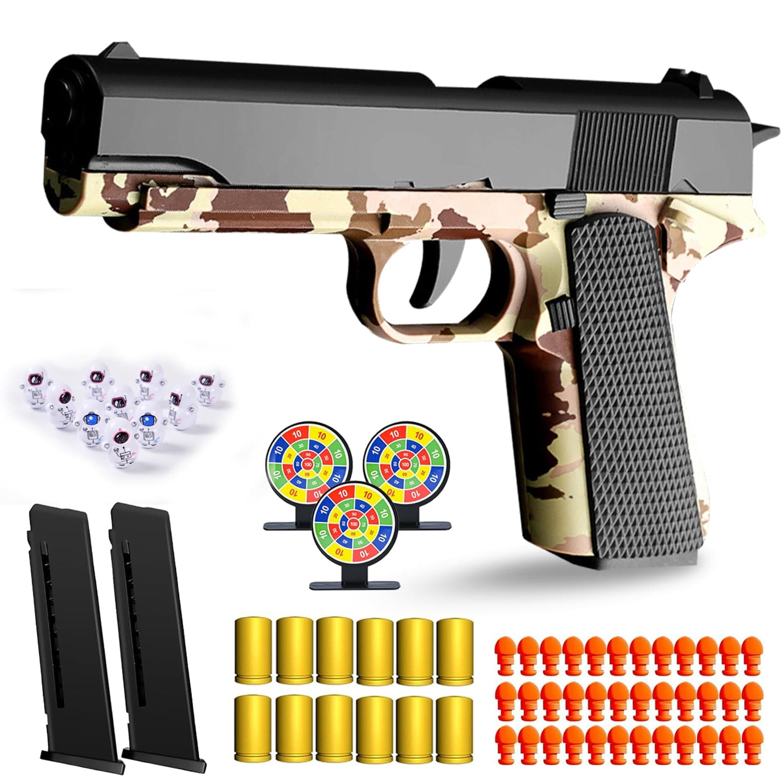 Soft Bullet Gun Toy - Automatic Pull Back Action Semi-Automatic Handgun with Shell Ejection and Auto Rebound, Gun Toy for Teen Boys, Suitable for 3 4 5 6 7 8 Years Old boys And Girls Toys