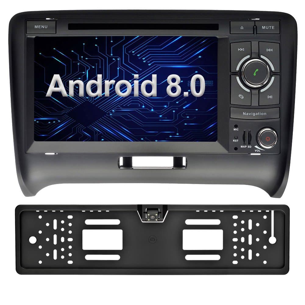 Ohok Android 8.0 Oreo Autoradio for Audi TT 2006-2015 Octa Core 4G+32G 7 Inch TouchScreen 2 Din Sat Nav Car Radio Supports Bluetooth GPS Navigation WLAN DAB+ SWC Phone Link OBD2