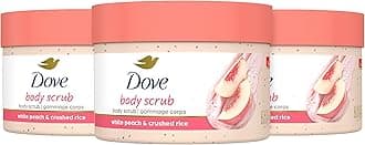 Body Scrub White Peach & Crushed Rice 3 Count for Visibly Silky-Smooth, Nourished Skin, with ¼ Moisturizing Cream