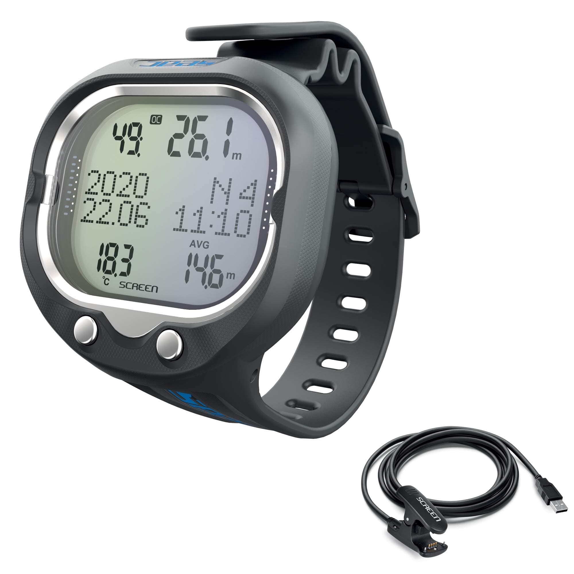 SEAC Screen, Scuba Wrist Dive Computer for 1 or 2 mixes and Freediving mode