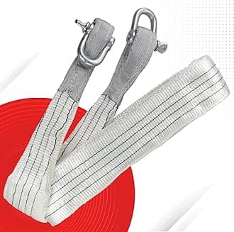 ROADPOWER Winch Recovery Tow Strap with Hooks | Emergency Towing Rope for Car Recovery Heavy Duty, 500 CM, 4000 lbs Strength (4TON,5Meter, WHITE)