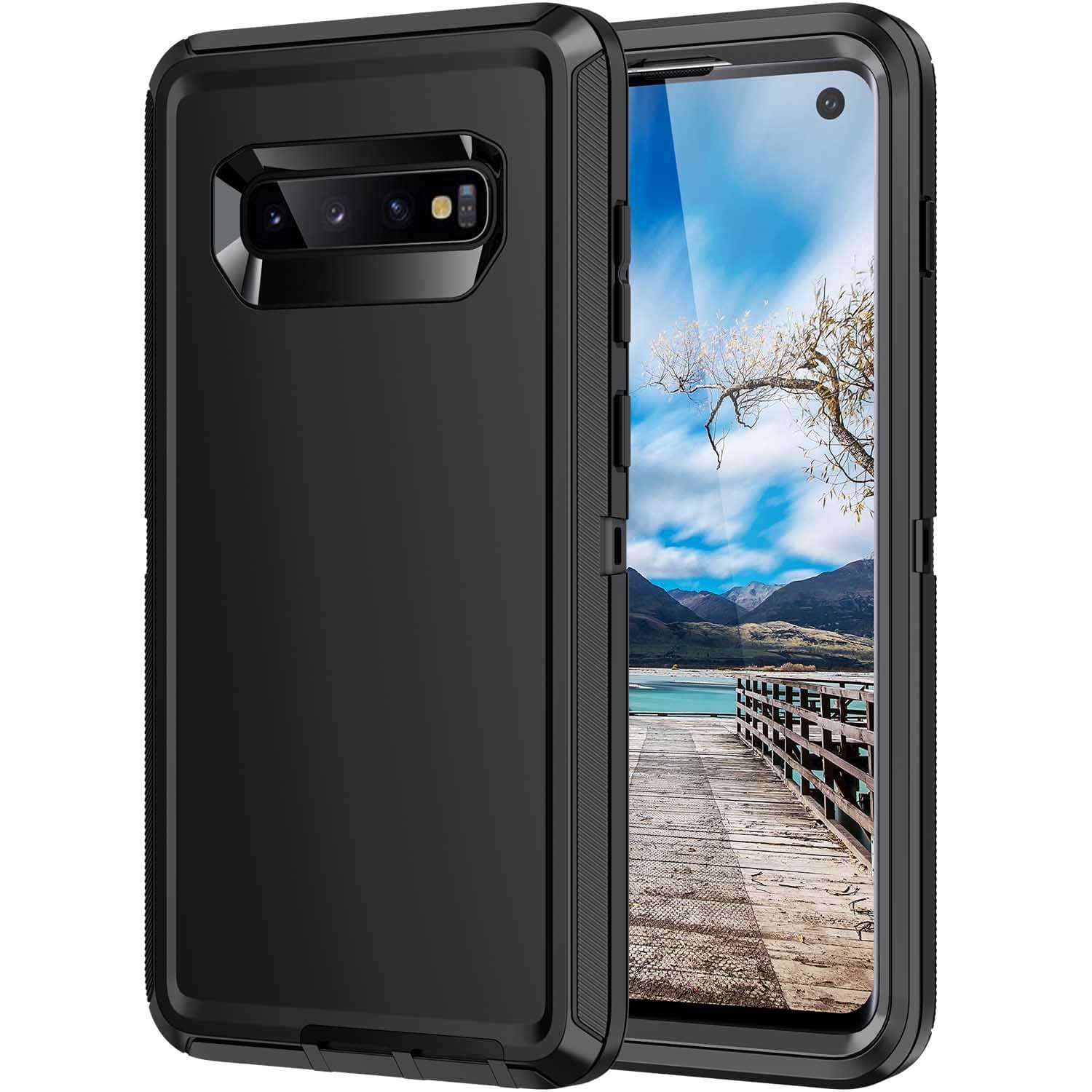 for Galaxy S10 Case,[Without Screen Protector] Heavy Duty Shockproof Dust/Drop Poof 3 Layers Full Bady Protection Rugged Cover Case for Galaxy S10 6.1 inch,Black