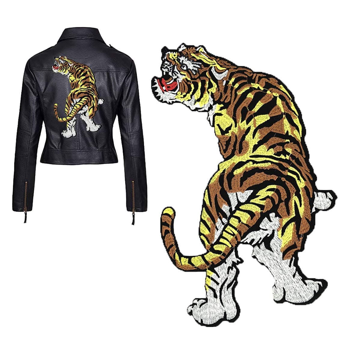 BFY Tiger Patch Gold Embroidered Applique Patch Applique Tiger Iron On Patch Better Than Rose Embroidery for DIY (Gold Tiger)