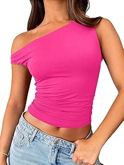 Trendy Queen Womens Summer Off The Shoulder Tops Going Out T Shirts Crop Tank Top Fashion Clothes Spring Outfits 2025