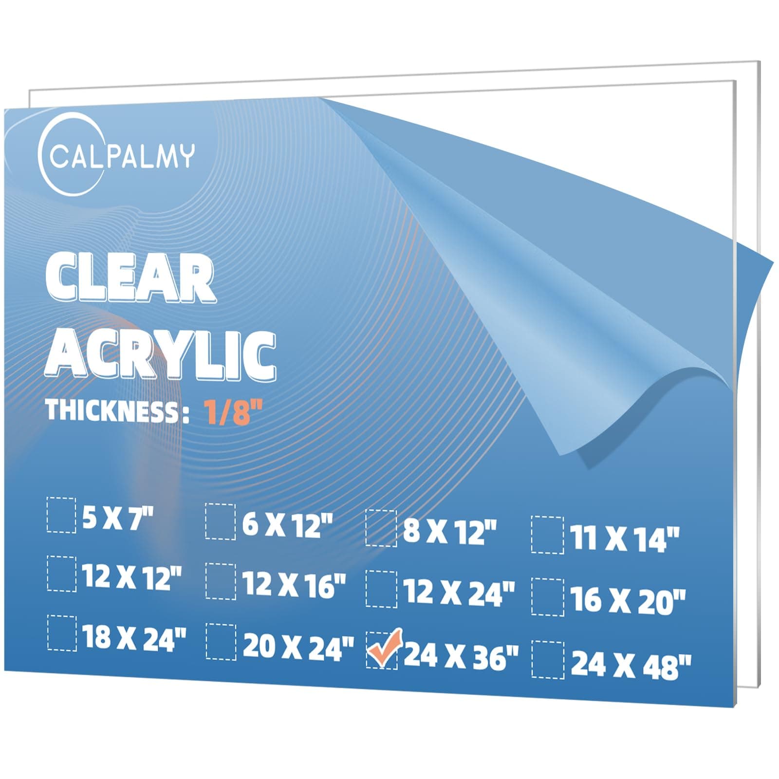 Multiple-sizes 1/8" Thick Clear Acrylic Sheets