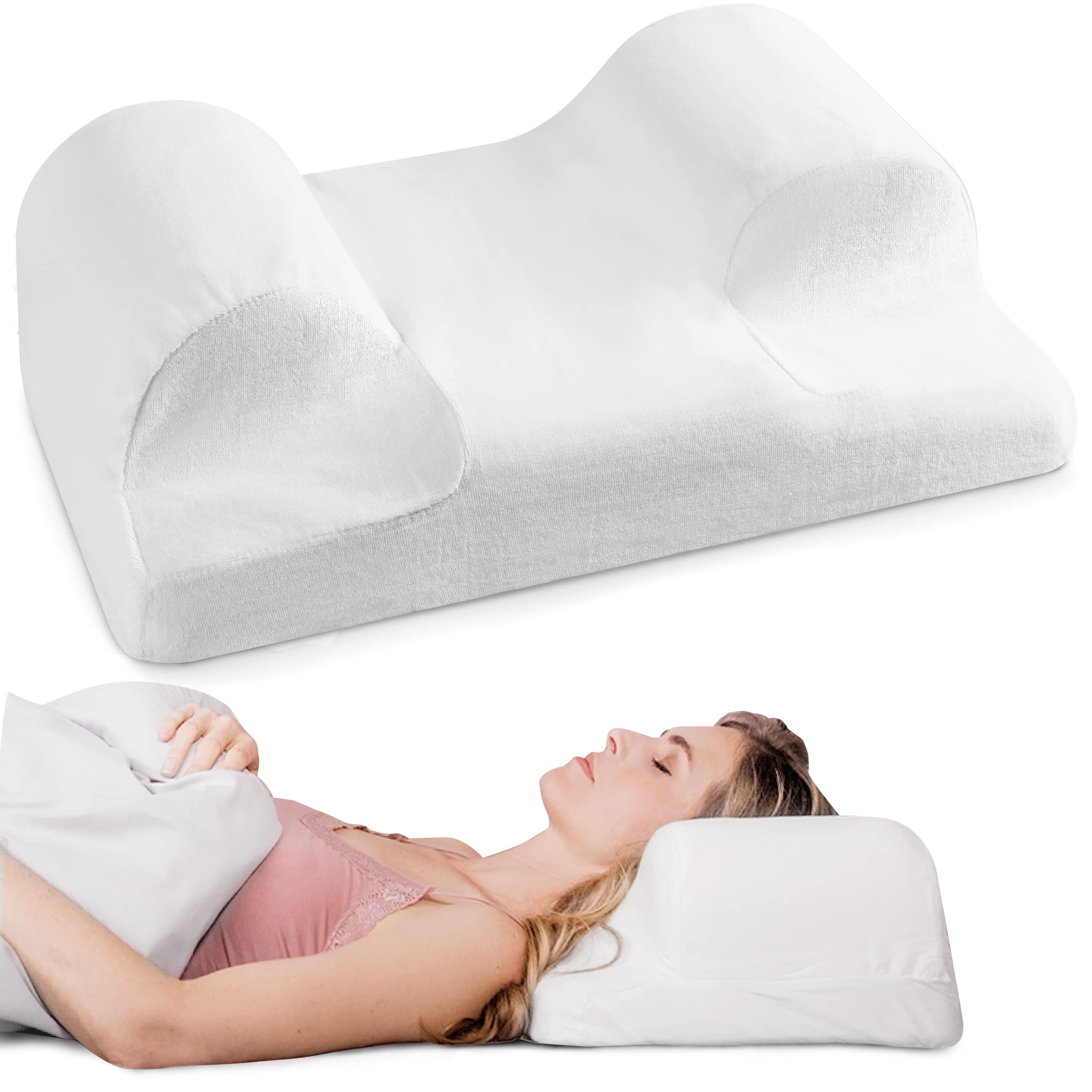 YourFacePillow - Ergonomic Cervical Memory Foam Pillow for Comfortable Back Sleeping - Neck & Shoulder Support - Best Sleep Posture Alignment - Large