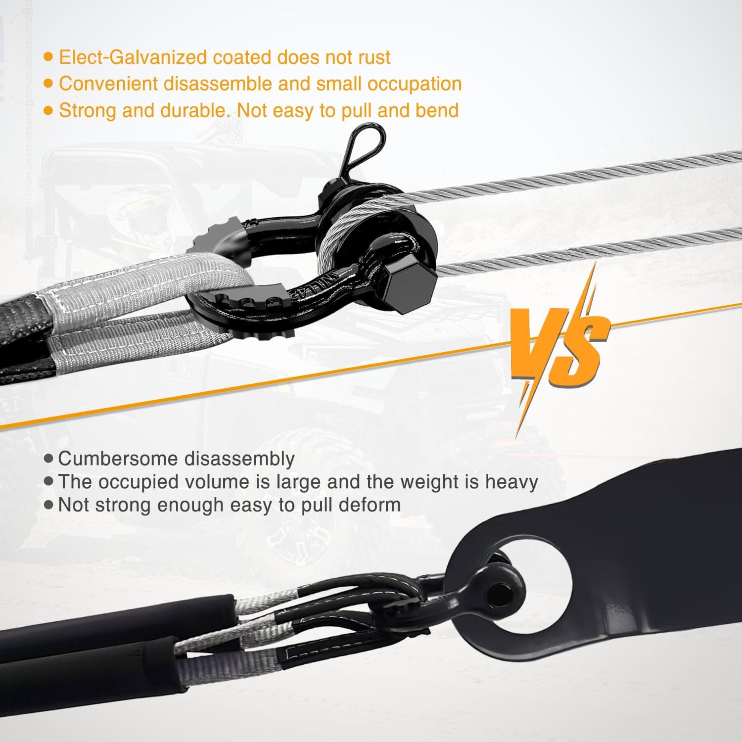 Nilight 3/4" D-Ring Shackle w/Snatch Block (2 Pack) 9,500 lb Working Load, 2-in-1 Heavy‑Duty Towing Pulley w/Isolator for Off‑Road Recovery, Winch Cable & Rope, Truck Jeep ATV UTV Tractor, Black