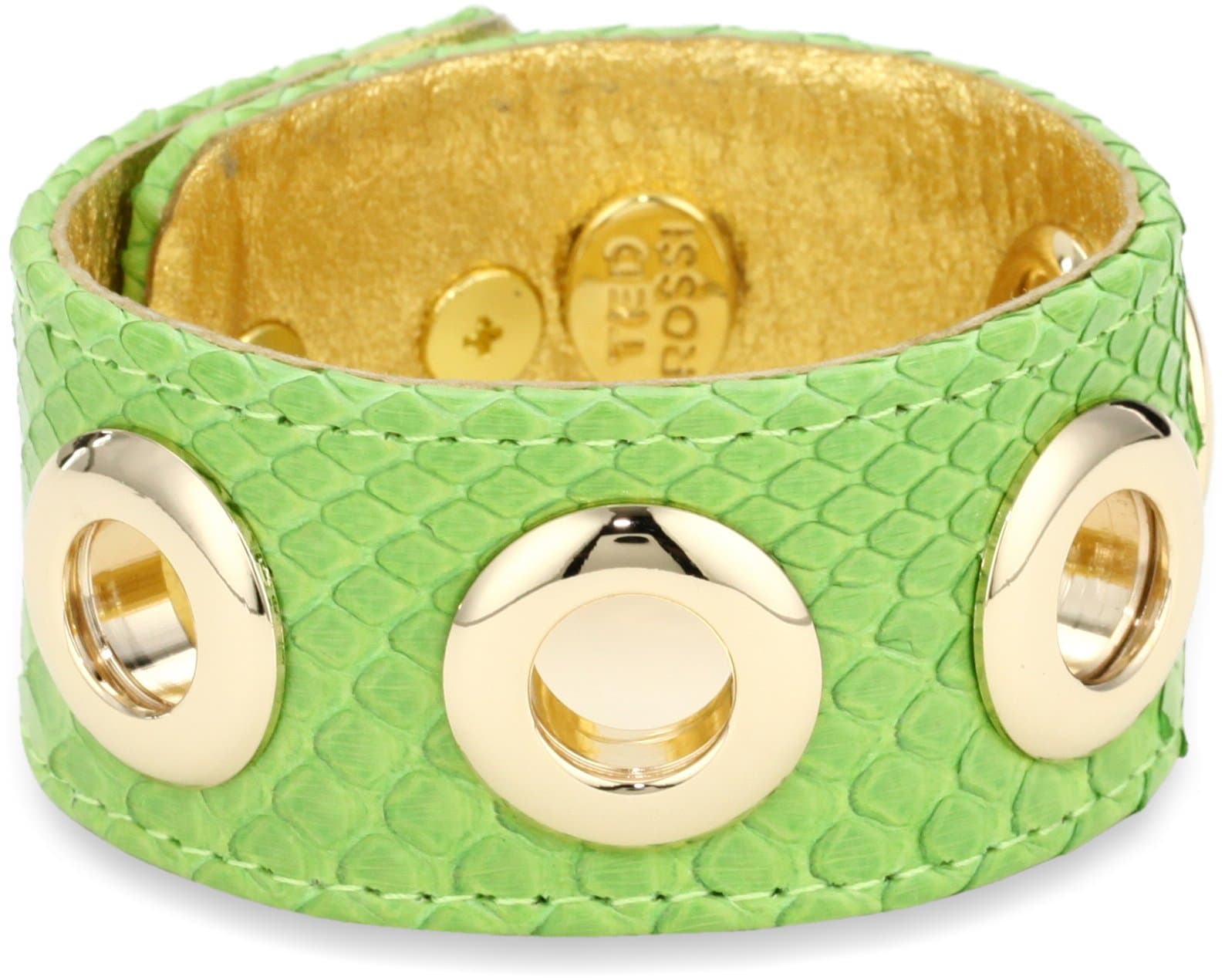 "Palm Beach Chic" Python Metal Circle Soft Cuff Bracelet