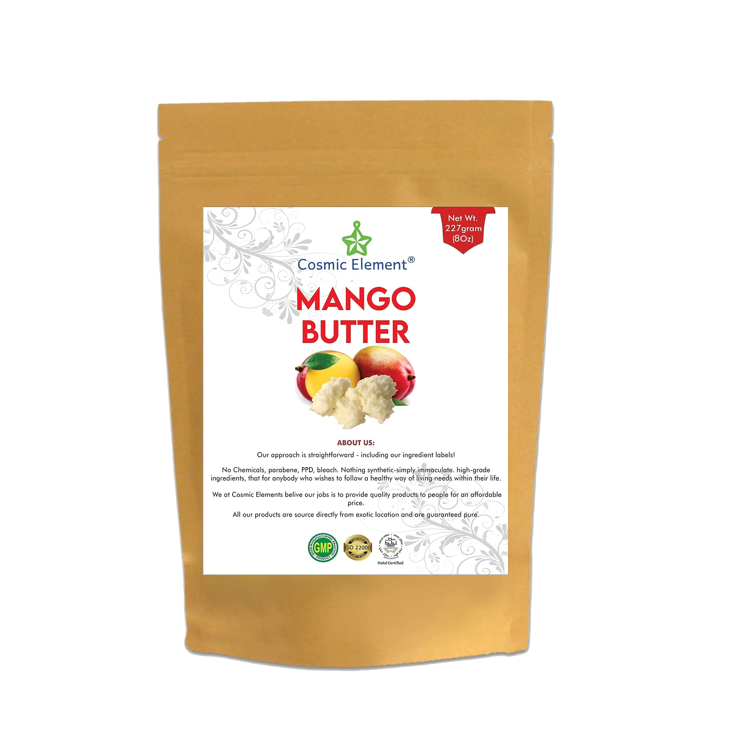 Cosmic Element 100% Pure Organic Mango Butter - Unrefined Raw Mango Butter with Vitamins A, C & E | Antioxidant-Rich Mango Body Butter for Skin & Hair | Shea Butter Substitute for Soap & Lotion - 8oz