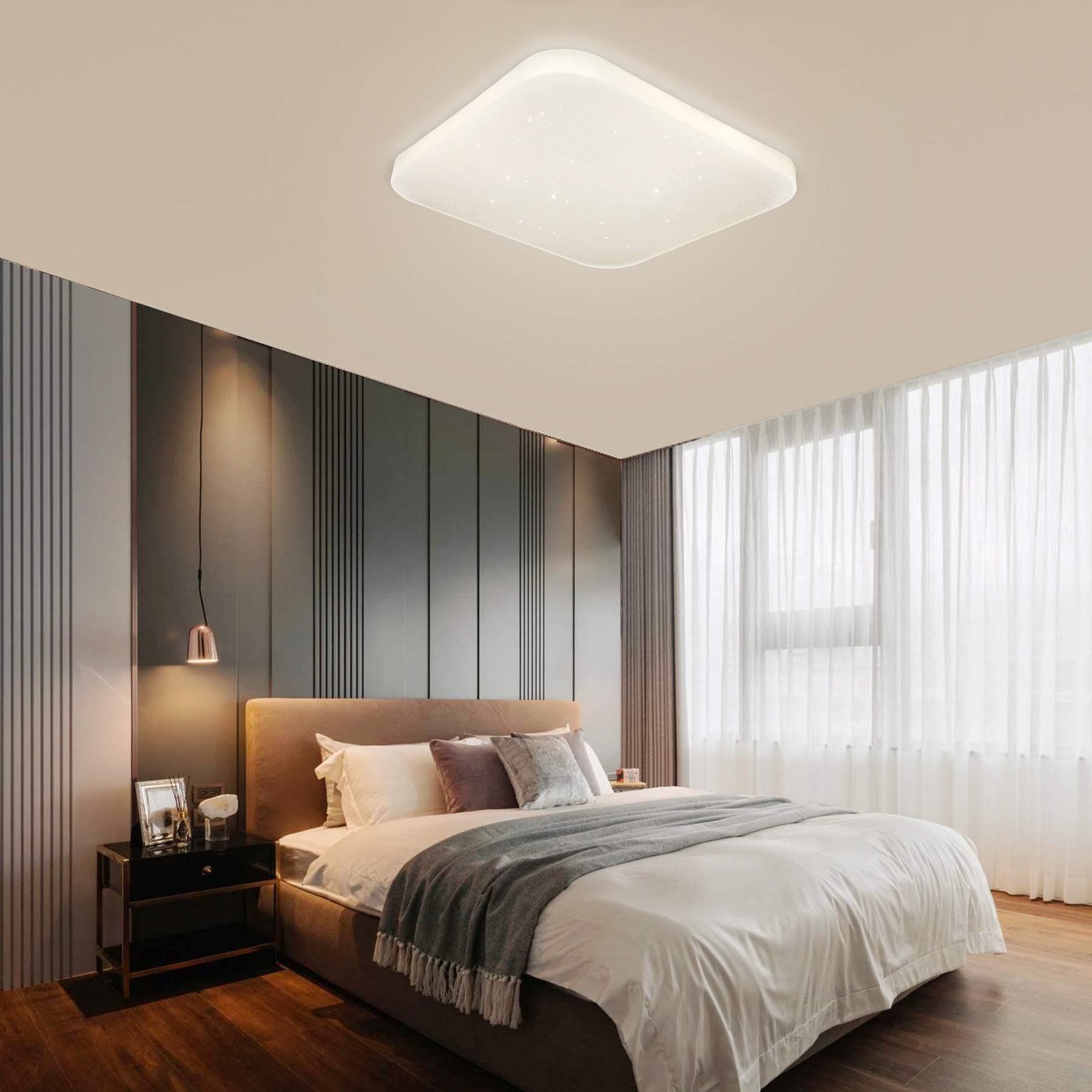 Ceiling Light LED Bathroom Kitchen Bedroom Ceiling Lights Shower Living Dinning Room Study Balcony Corridor Hallway Ceiling lamp Natural White 4000K Modern Square Waterproof 2050lm 26W LUSUNT [Energy Class A++]