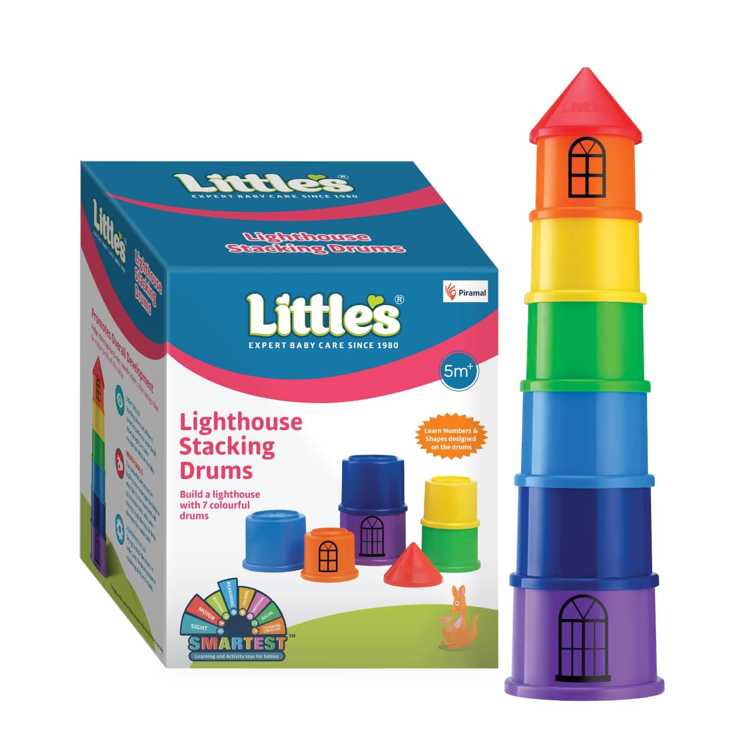 Little's Lighthouse Stacking Drums | Multi-Color | Stacking Game for Kids | Develops Motor & Reasoning Skills | for Infant & Preschool Baby