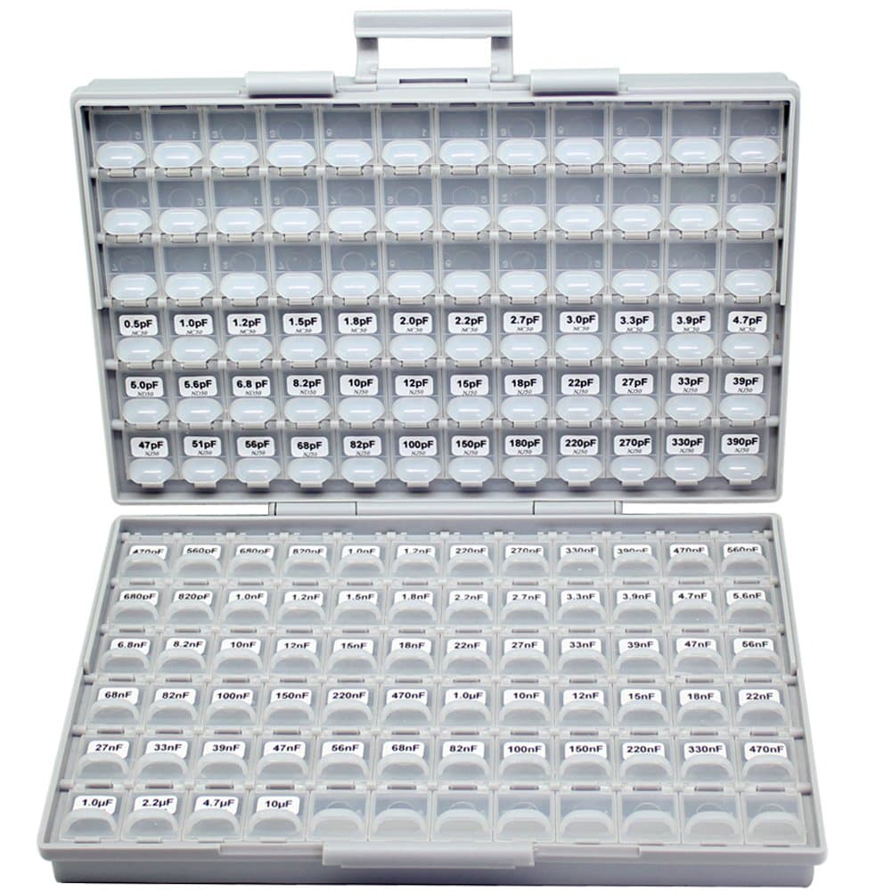 AideTek SMD 0603 Capacitor Kits 100 Values, 50pc/Value Sample Capacitor Kit Distributed in Box-All Enclosure Designer Kit NPO Y5v X7r Free Tweezers 10uf 4.7uf