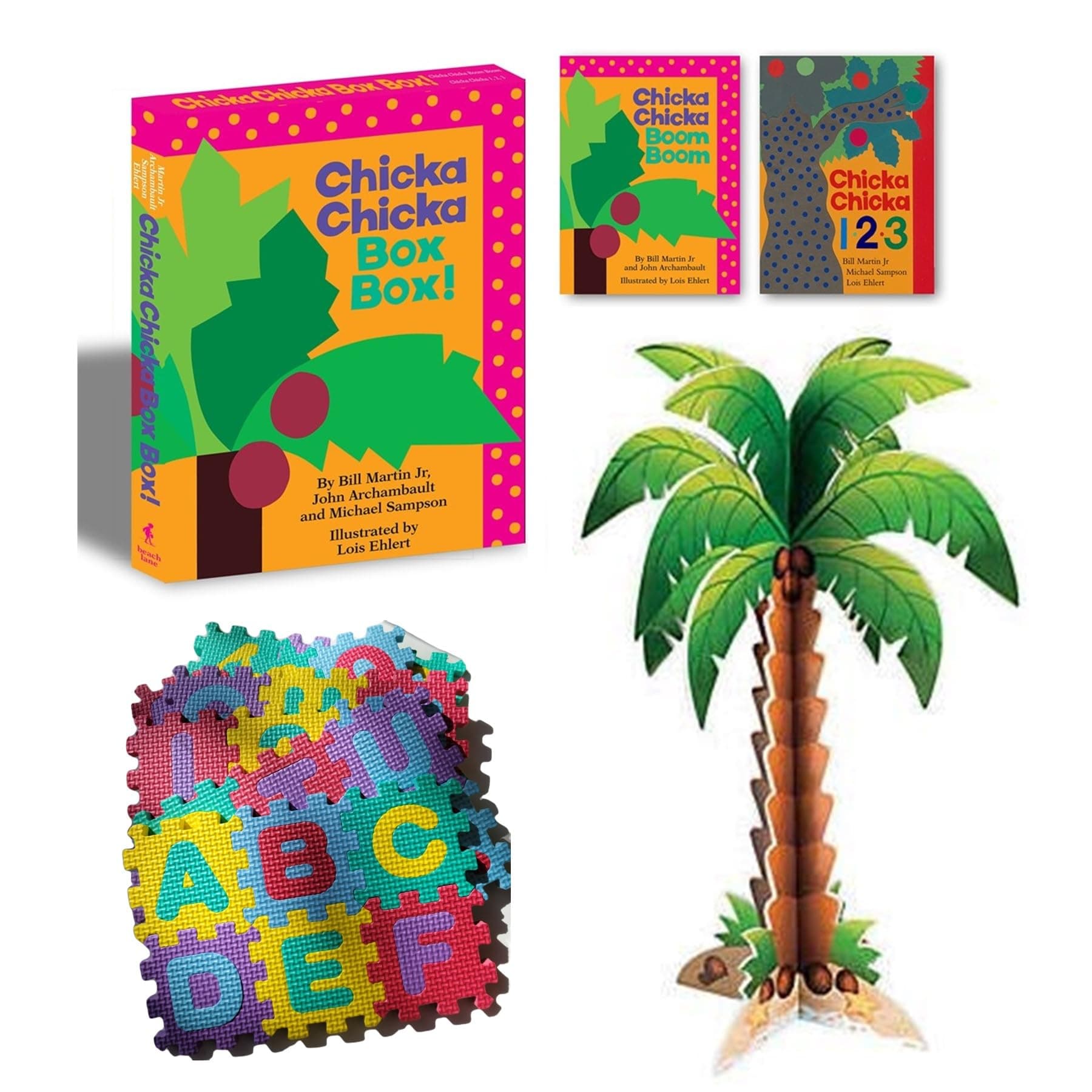 Chicka Chicka Boom Boom and Chicka Chicka 1 2 3 by Bill Martin Jr and Activity Gift Set Includes Alphabet , Numbers , Coconut Tree
