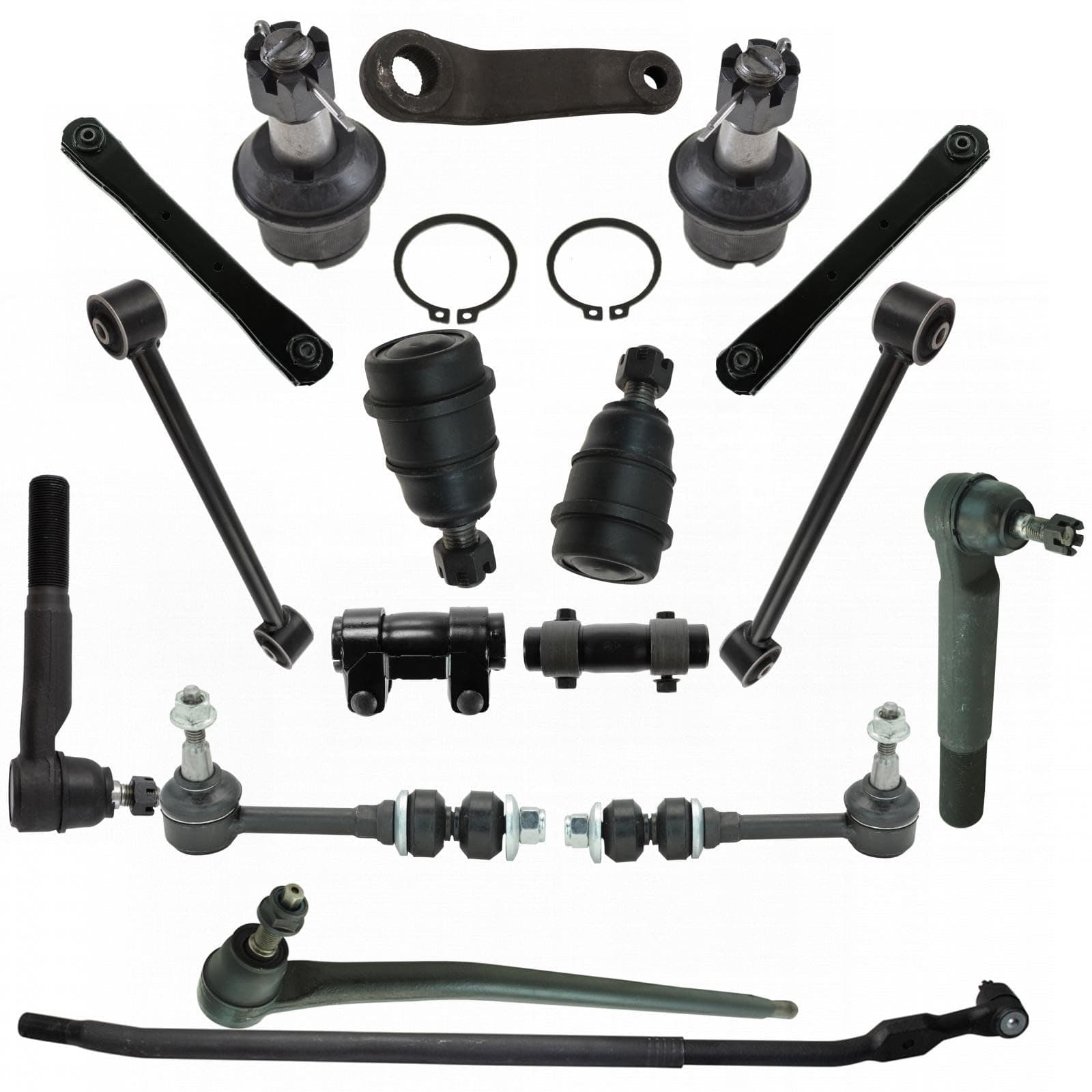 TRQ Front Steering & Suspension Kit Ball Joint Control Arm Drag Link Pitman Arm Sway Bar Stabilizer Link Tie Rod Tie Rod Adjusting Sleeve Compatible with 2003-2005 Dodge Ram 2500 Ram 3500