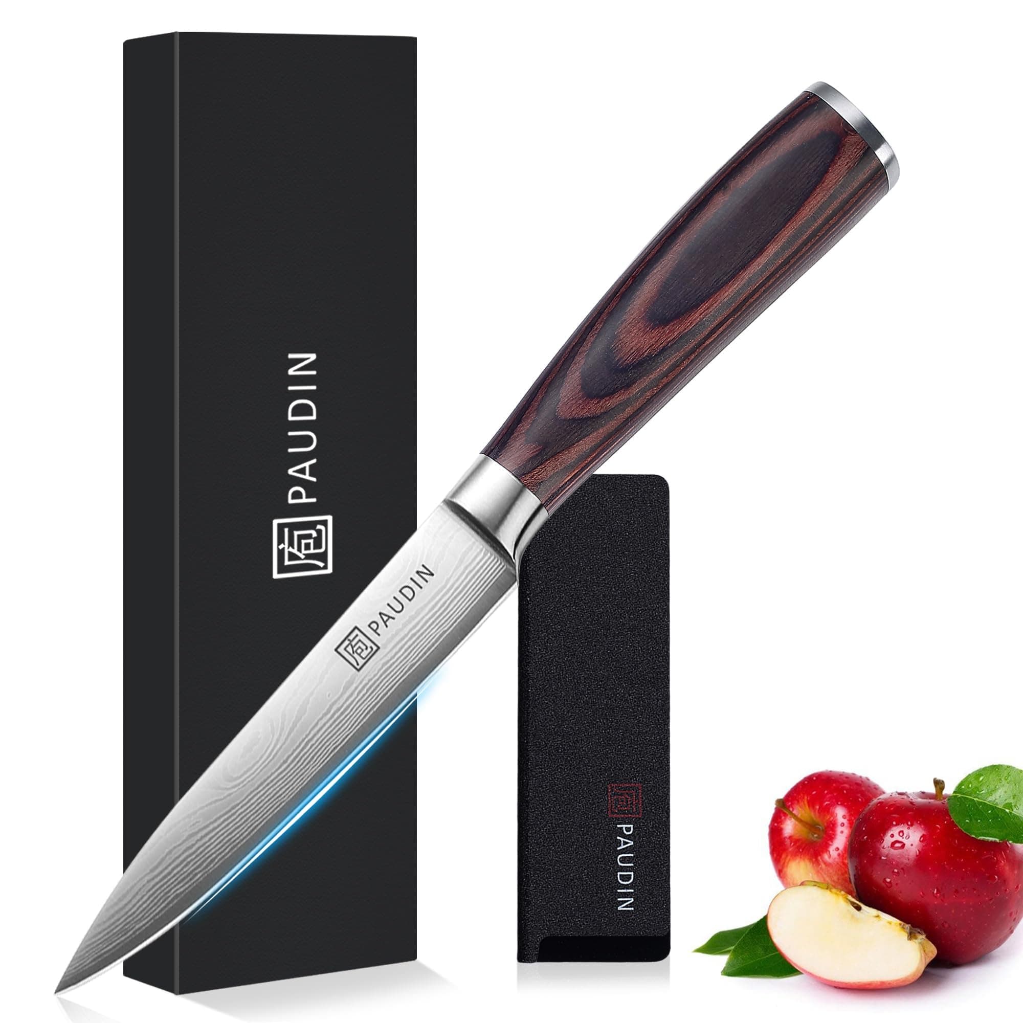 PAUDIN Professional Chef Paring Knife - 13 cm Ultra-sharp High-carbon Stainless Steel Blade, Ergonomic Wooden Handle for Fruits & Vegetables - Ideal for UAE Home Kitchens & Gifting (Elegant Gift Box)