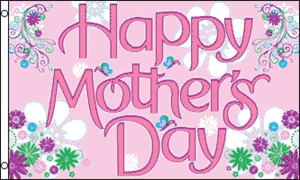 Happy Mothers Day Flag 5ft x 3ft Large Flag 150cm x 90cm | Premium Woven Polyester with Brass Eyelets | Indoor Outdoor Garden Display Wall Hanging | Celebration Party Festive Decoration Banner