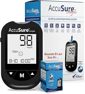 AccuSure Simple Digital Glucometer Kit |with 25 Strips,10 Lancet,1 Lancing device for Accurate Blood Glucose Sugar Testing Machine