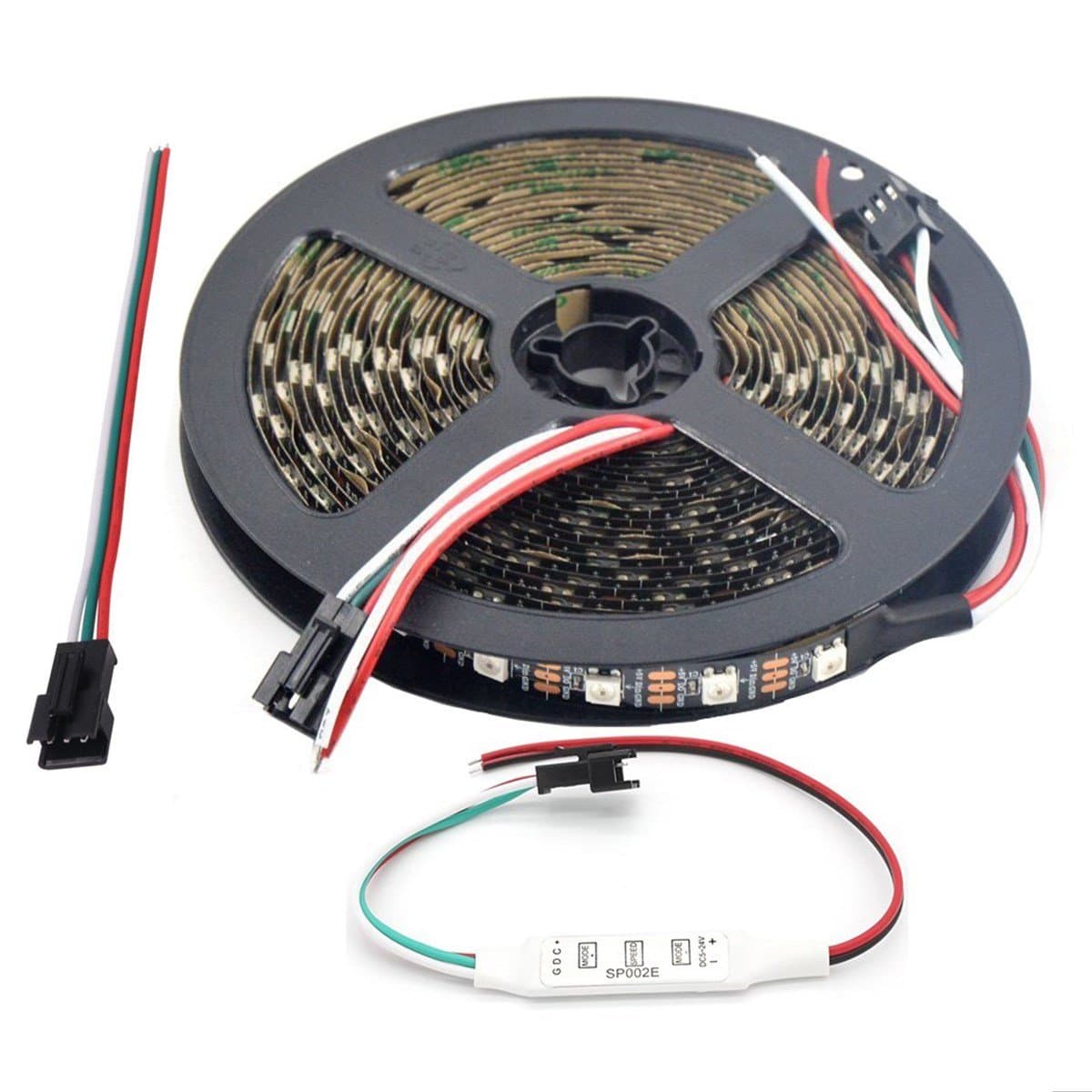 WS2812B LED Strip Lights 16.4ft 5M WS2812B 300LEDs Programmable Individual Addressable WS2811 Built-in 5050 RGB LED Strip IP30 Non-Waterproof DC5V with Mini Controller