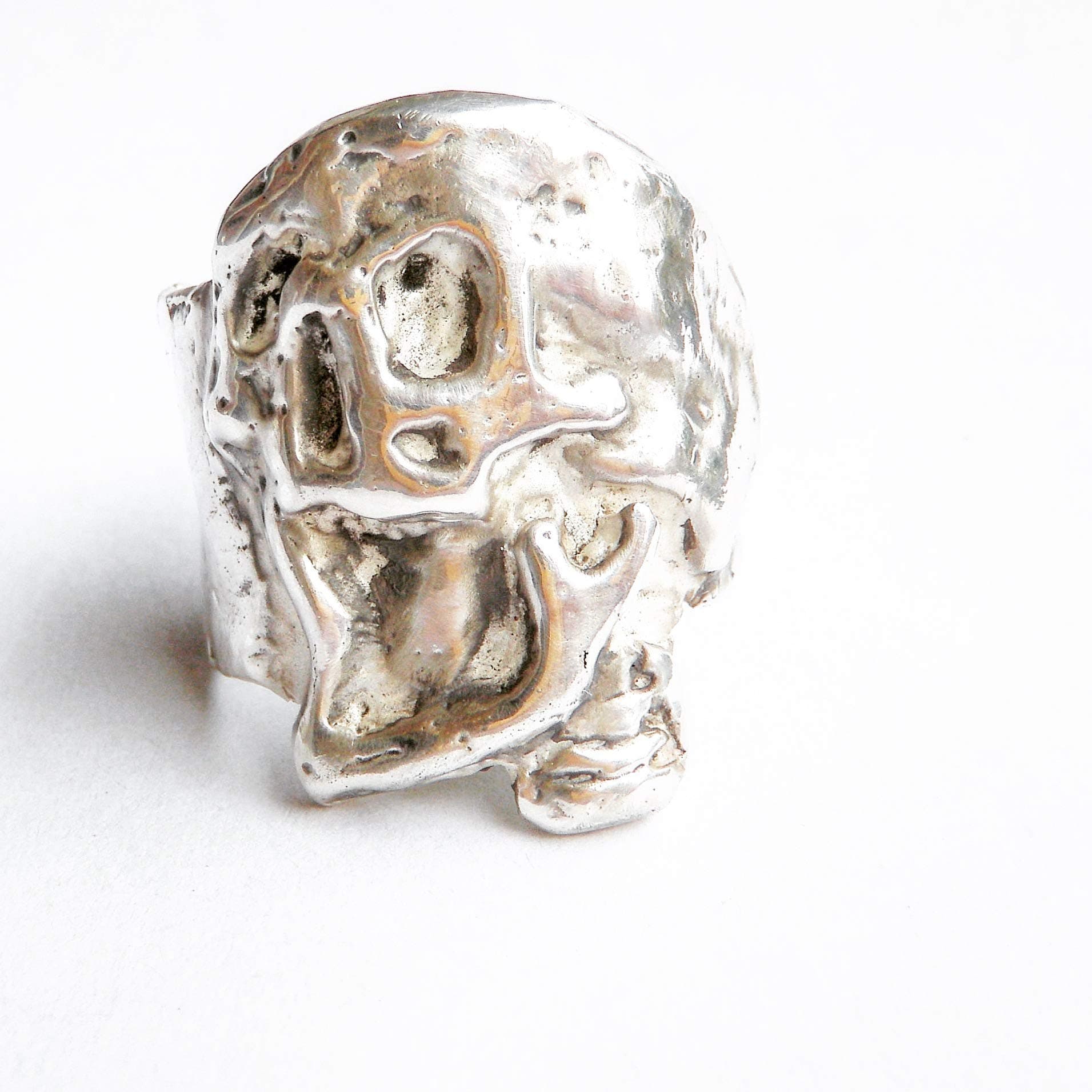 Mens Skull Ring - Mens Sterling Silver"Plague Skull" Ring - Skull Ring, Biker Ring, Biker Skull Ring, Biker Jewelry, Rocker Jewelry.925 - Lugdun Artisans