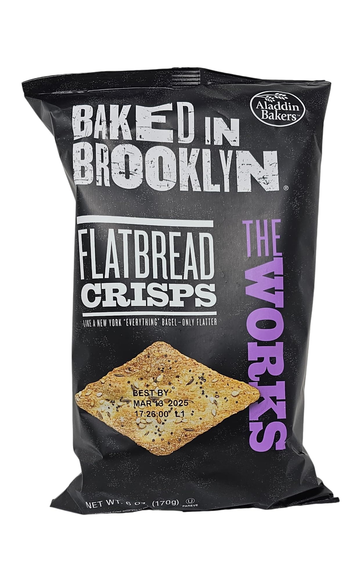 Baked In Brooklyn Flatbread Crisps,The Works, 6 Ounce